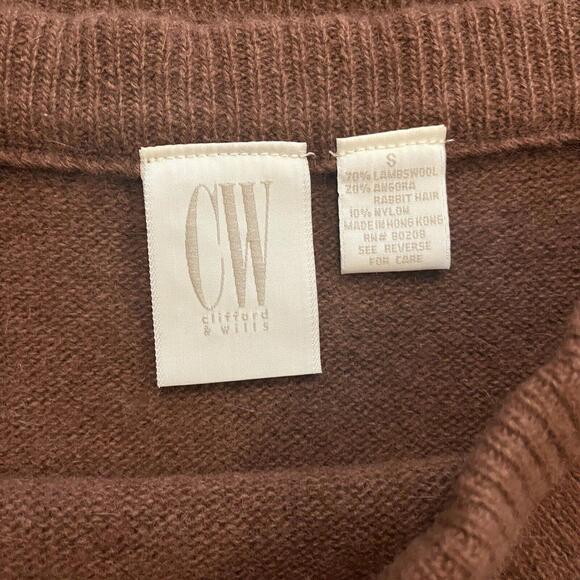 Cableknit Embroidered Fall Leaves Brown Sweater Skirt Set Wool Cottagecore - Picture 8 of 8